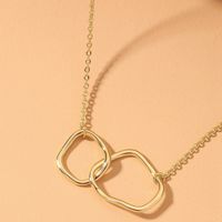 Metallic Geometric Double-ring Interlocking Pendant Necklace main image 5