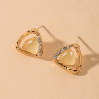 Boucles D&#39;oreilles Rétro Géométriques Triangle Opal Diamond main image 1