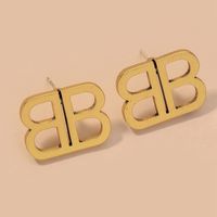 Metal Double B Letter Earrings sku image 1