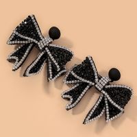 Black Fashion Flashing Diamond Bow Earrings sku image 3