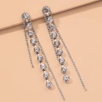 Simple Diamond Long Tassel Earrings sku image 3