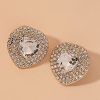 Fashion Full Diamond Big Heart Earrings sku image 1