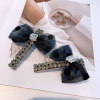 Retro Polka Dot Double Row Rhinestone Hair Clip main image 4