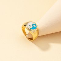 New Tai Chi Multi-color Dripping Oil Heart-shaped Retro Ring main image 1