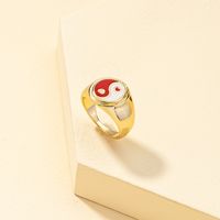 New Tai Chi Multi-color Dripping Oil Heart-shaped Retro Ring main image 3