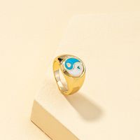 New Tai Chi Multi-color Dripping Oil Heart-shaped Retro Ring main image 5