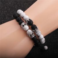 Pulsera Trenzada Con Corona De Piedra Volcánica De Pino Blanco sku image 10