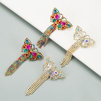 Butterfly-shaped Colorful Rhinestones Earrings main image 1