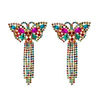 Butterfly-shaped Colorful Rhinestones Earrings main image 6