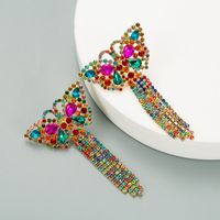 Butterfly-shaped Colorful Rhinestones Earrings sku image 1