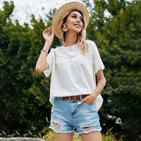 Spring New Hollow Loose Round Neck Short Sleeve Top main image 1