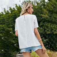 Spring New Hollow Loose Round Neck Short Sleeve Top main image 5