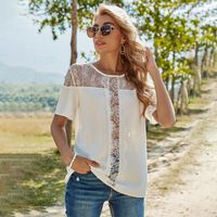 Spring New Lace Stitching Casual Round Neck Top main image 2