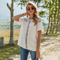 Spring New Lace Stitching Casual Round Neck Top main image 6