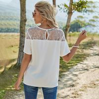 Spring New Lace Stitching Casual Round Neck Top main image 4