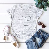 Heart Shape Printed Short-sleeved Cotton T-shirt main image 1