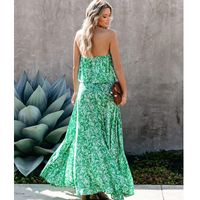 Summer New Leaf Print Off-shoulder Ruffled Dress main image 9