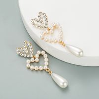Fashion Pearl Diamond Heart-shaped Earrings main image 1