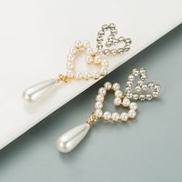Fashion Pearl Diamond Heart-shaped Earrings main image 4