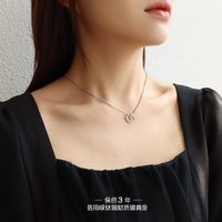 Black Letters English Round Card Hollow Pendant Necklace main image 4