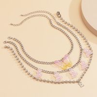Simple Multi-layer Round Retro Bear Butterfly Pendant Necklace Set main image 4