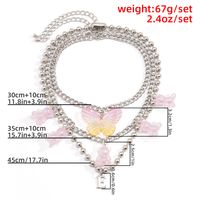 Simple Multi-layer Round Retro Bear Butterfly Pendant Necklace Set main image 6