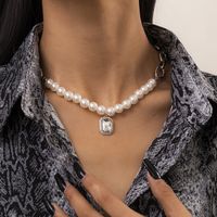 Fashion Imitation Pearl Retro Simple Single Layer Round Bead Necklace main image 5