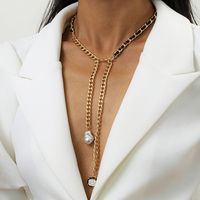 Fashion Imitation Pearl Long Pendant Necklace main image 3