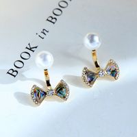 Adorables Boucles D&#39;oreilles En Perles Avec Nœud Coréen main image 5