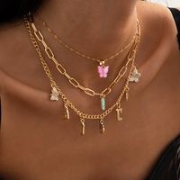 Simple Multi-layer Tassel Retro Butterfly Letter Necklace sku image 1
