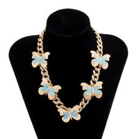 Retro Diamond-studded Simple Diamond Butterfly Necklace sku image 5