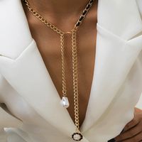 Fashion Imitation Pearl Long Pendant Necklace sku image 1