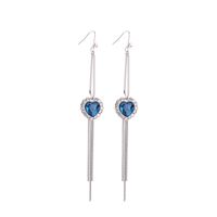 Blue Heart Of The Sea Long Tassel Earrings sku image 1