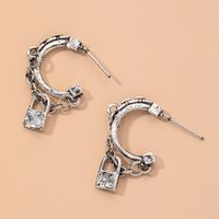 Exquisite Fashionable Lock Asymmetric Earrings sku image 1