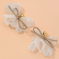 Bowknot Gauze Flower Earrings sku image 1