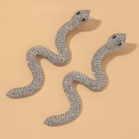 Full Diamond Snake-shaped Earrings sku image 1