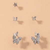 Conjunto De Aretes De Estrella De Cinco Puntas Con Mariposa De Diamantes sku image 2