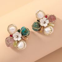 Diamond Pearl Flower Bow Earrings sku image 2