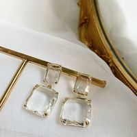 Transparent Square Crystal Earrings sku image 3
