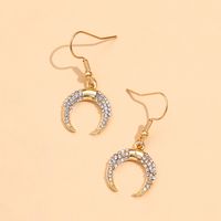 Fashion Moon Crescent Diamond Tassel Earrings Necklace Set main image 4
