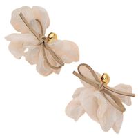 Bowknot Gauze Flower Earrings main image 6