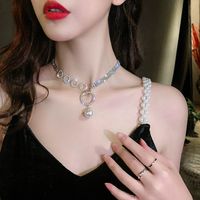 Fashion Simple Diamond Pearl Pendant Necklace main image 4