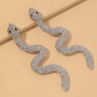 Full Diamond Snake-shaped Earrings main image 1