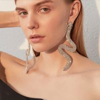Full Diamond Snake-shaped Earrings main image 3