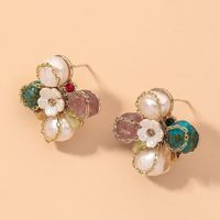 Diamond Pearl Flower Bow Earrings main image 4