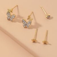 Diamond Butterfly Five-pointed Star Earrings Set main image 3