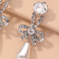 Diamond-studded Pearl Bowknot Earrings main image 4