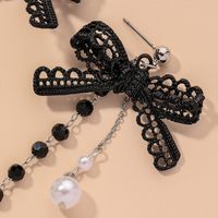 Fashion Black Bowknot Crystal Pearl Earrings main image 5