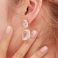 Transparent Square Crystal Earrings main image 4