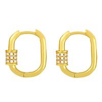 Retro Geometric Oval Diamond Earrings sku image 1